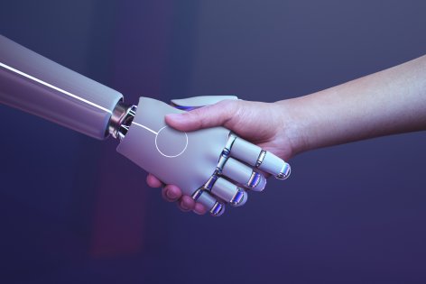 Illustratiivne pilt robot ulatab inimesele käe